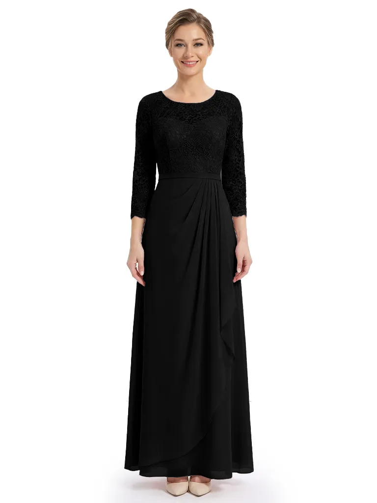 Gorgeous Lace 3/4 Sleeve Mother of The Bride Dress Elegant Maxi Chiffon Gown sold by ChicSew product image thumbnail 5