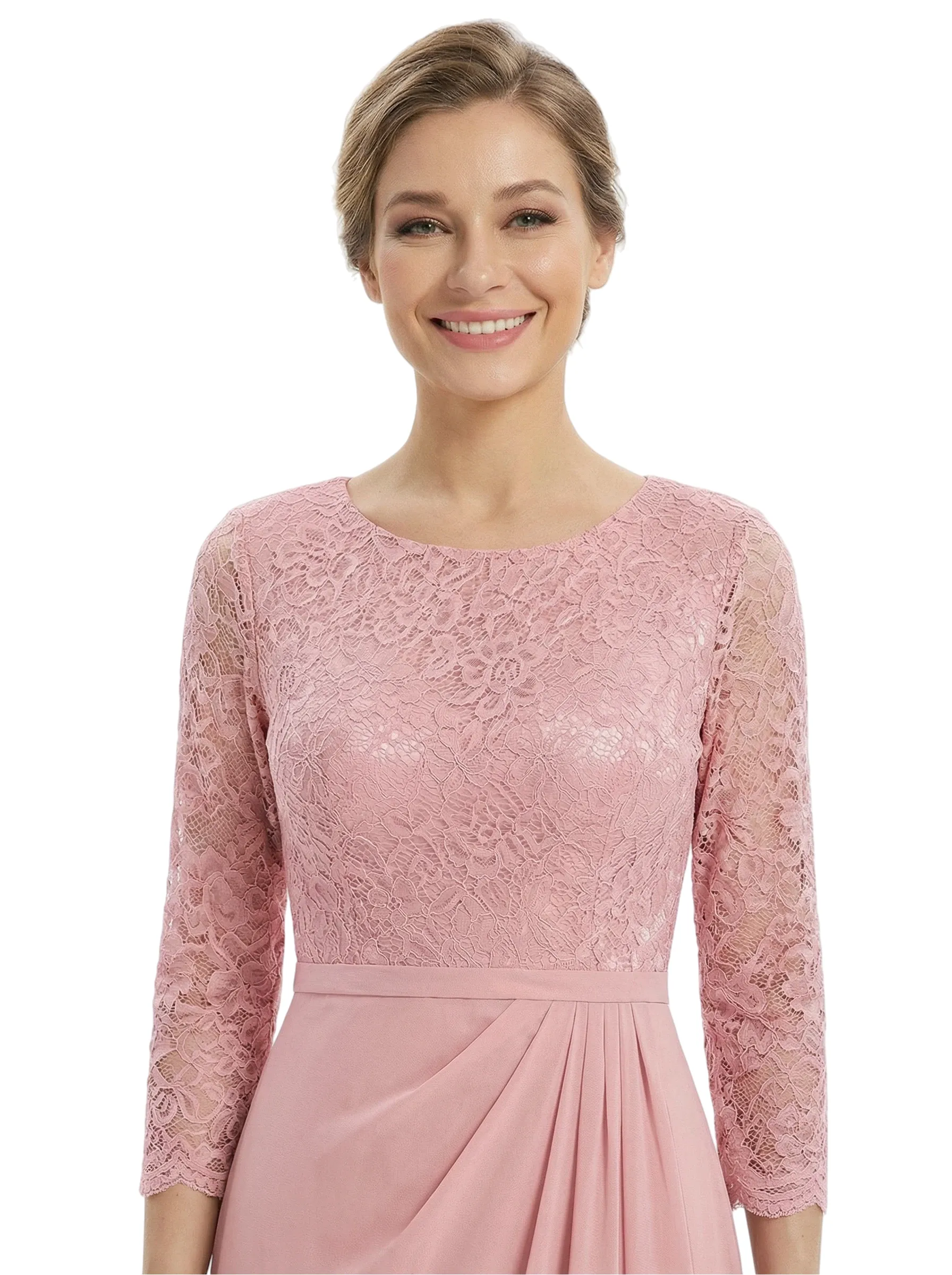 Gorgeous Lace 3/4 Sleeve Mother of The Bride Dress Elegant Maxi Chiffon Gown sold by ChicSew product image thumbnail 3