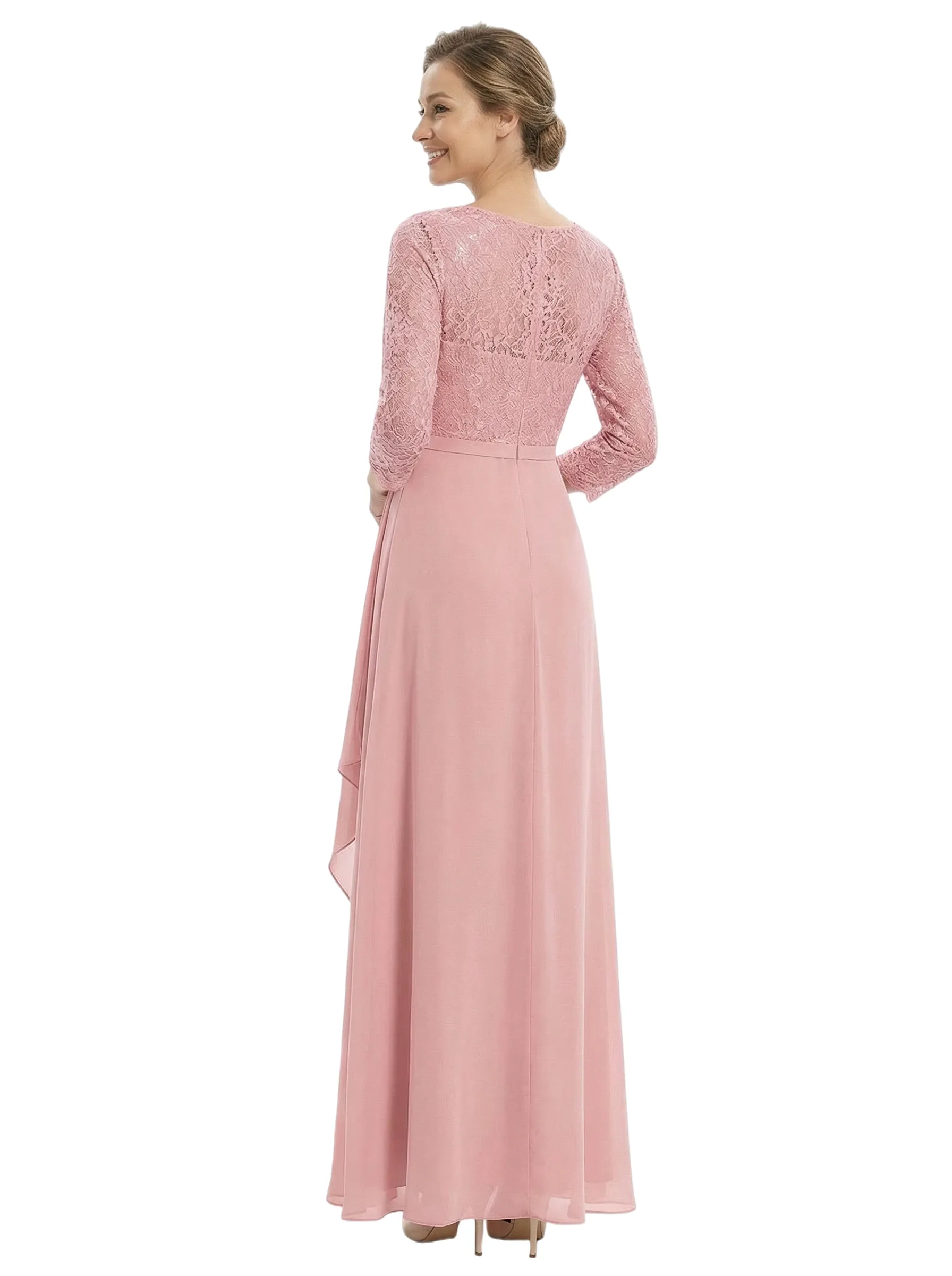 Gorgeous Lace 3/4 Sleeve Mother of The Bride Dress Elegant Maxi Chiffon Gown sold by ChicSew product image thumbnail 4
