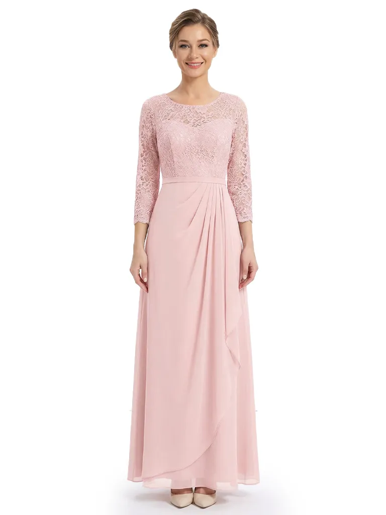 Gorgeous Lace 3/4 Sleeve Mother of The Bride Dress Elegant Maxi Chiffon Gown sold by ChicSew