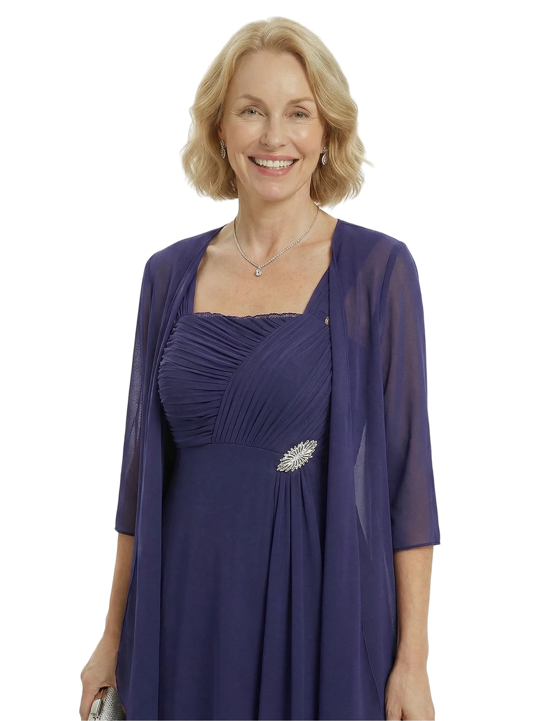 Square Neck Chiffon Mother Of The Bride Two Piece Maxi Gown Formal Wedding Guest Dress sold by ChicSew product image thumbnail 2