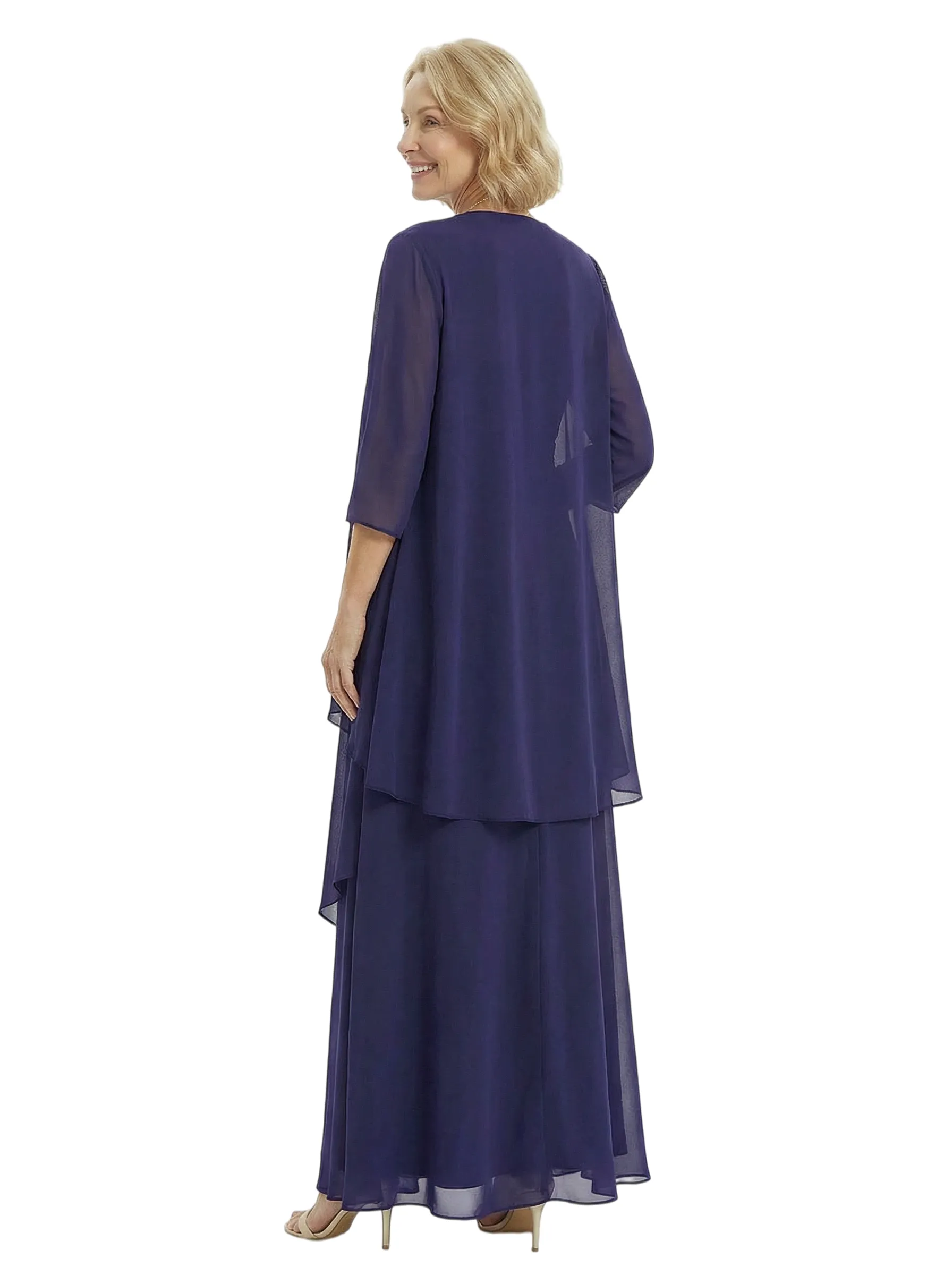 Square Neck Chiffon Mother Of The Bride Two Piece Maxi Gown Formal Wedding Guest Dress sold by ChicSew product image thumbnail 3