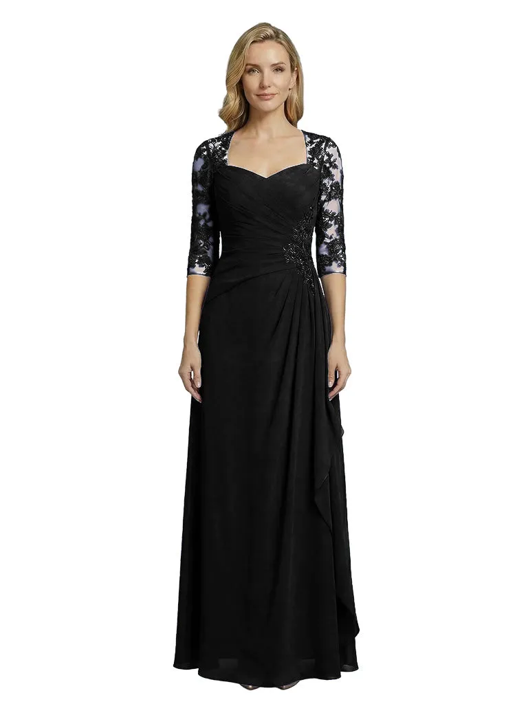 Elegant A-Line V-Neck Lace Long Sleeves Mother Of The Bride Dress Chiffon Gown sold by ChicSew product image thumbnail 4