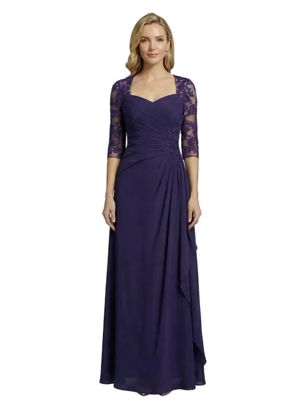 Elegant A-Line V-Neck Lace Long Sleeves Mother Of The Bride Dress Chiffon Gown sold by ChicSew