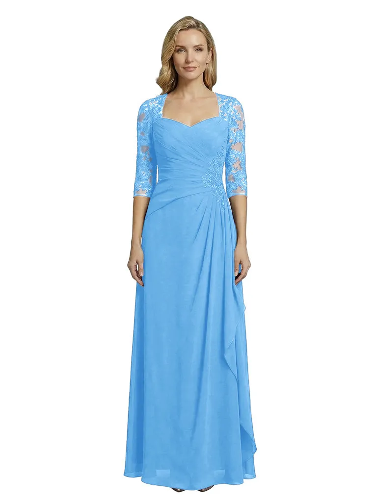Elegant A-Line V-Neck Lace Long Sleeves Mother Of The Bride Dress Chiffon Gown sold by ChicSew product image thumbnail 5