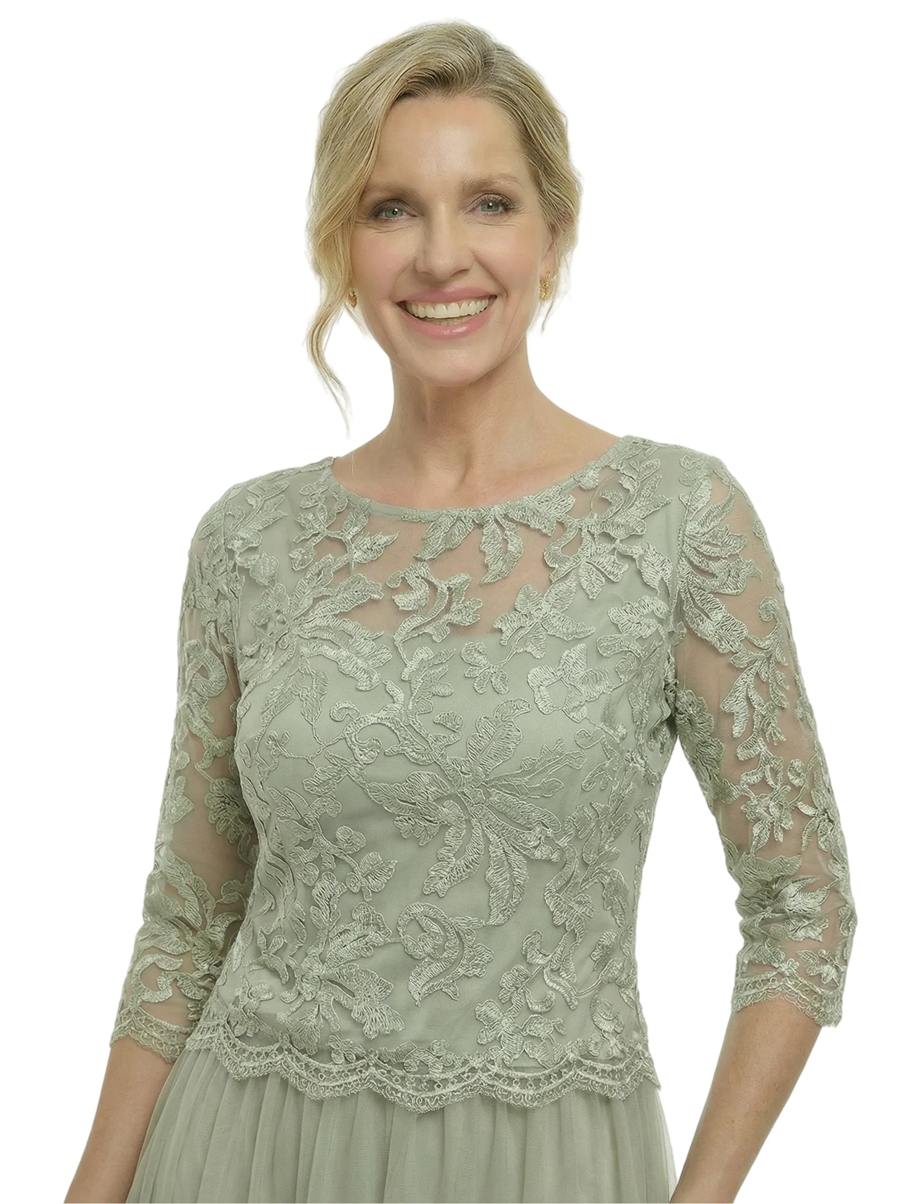 Elegant A-Line Jewel Lace Long Sleeve Mother Of The Bride Dress Chiffon Gown sold by ChicSew product image thumbnail 2