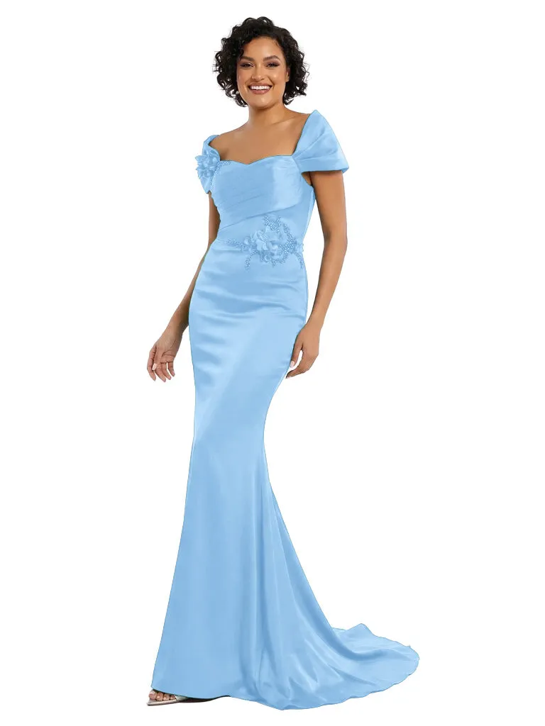 Off Shoulder Satin Mother Of The Bride Dress Mermaid Maxi Gown Formal Wedding Attire sold by ChicSew product image thumbnail 5