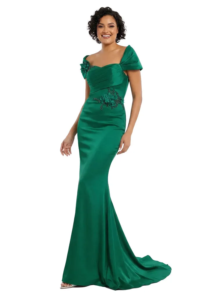 Off Shoulder Satin Mother Of The Bride Dress Mermaid Maxi Gown Formal Wedding Attire sold by ChicSew