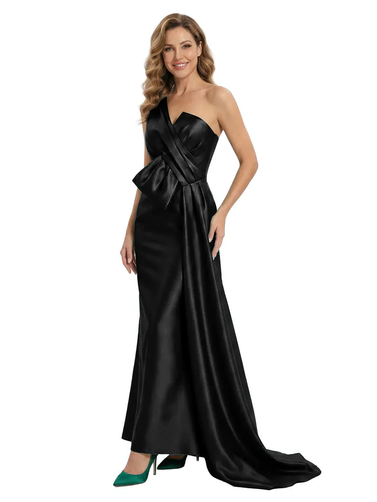 One Shoulder Satin Mother Of The Bride Dress Sheath Maxi Gown Formal Wedding Attirermal Wedding Attire sold by ChicSew product image thumbnail 4