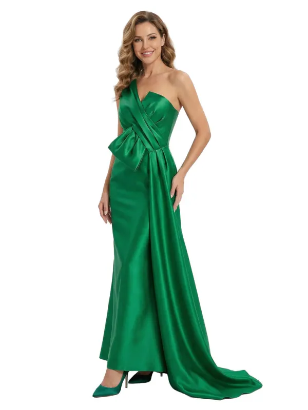One Shoulder Satin Mother Of The Bride Dress Sheath Maxi Gown Formal Wedding Attirermal Wedding Attire sold by ChicSew