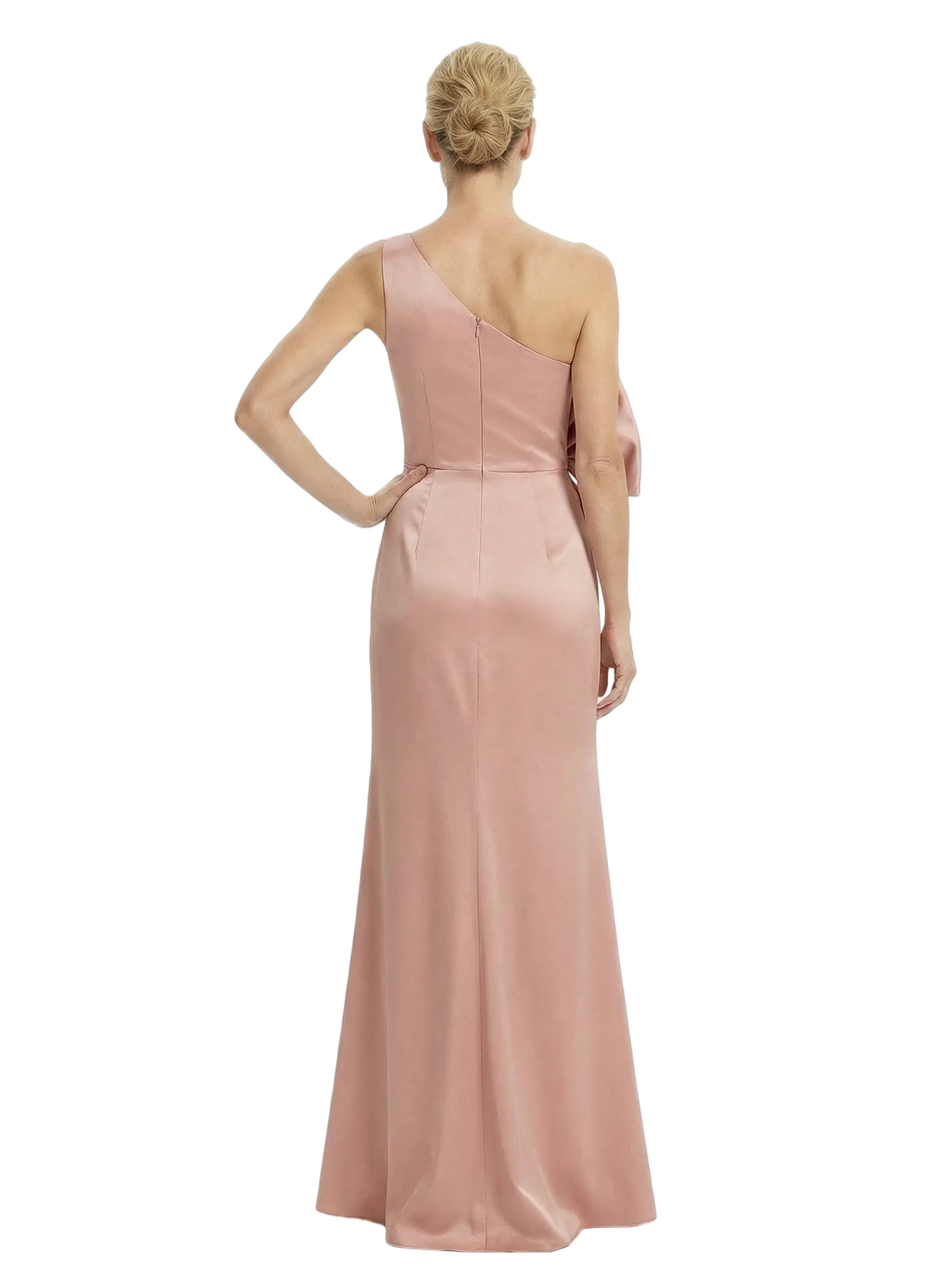 Stylish Mother of The Bride Dress Fancy One-Shoulder Bow Satin Slit Long Fitted Mermaid Evening Gown sold by ChicSew product image thumbnail 3