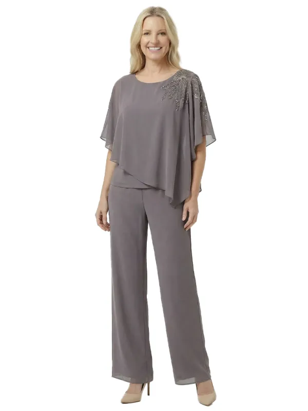 Chic Scoop Chiffon Half Sleeves Beaded Pant Suit For Mother Of The Groom sold by ChicSew