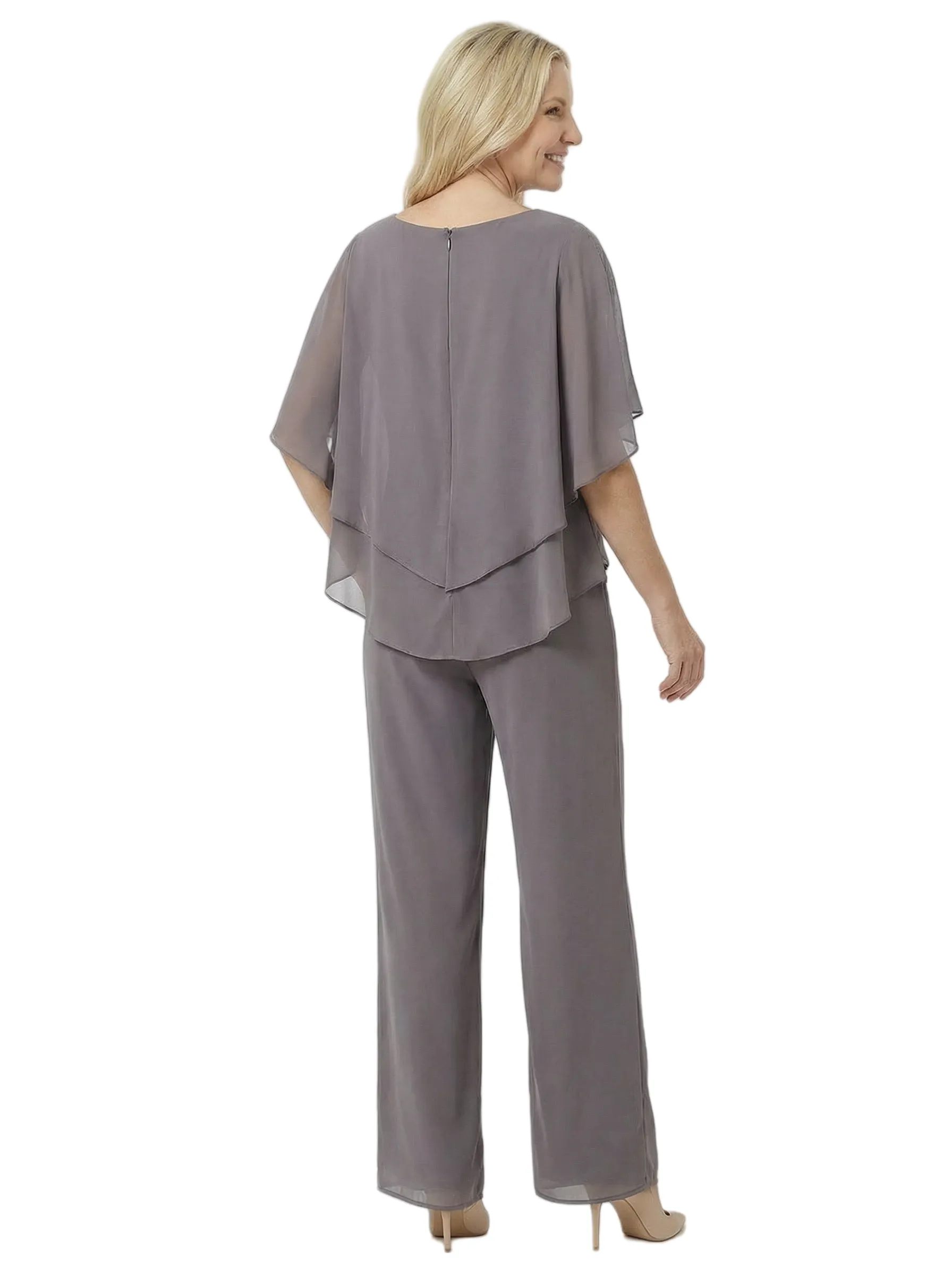 Chic Scoop Chiffon Half Sleeves Beaded Pant Suit For Mother Of The Groom sold by ChicSew product image thumbnail 3