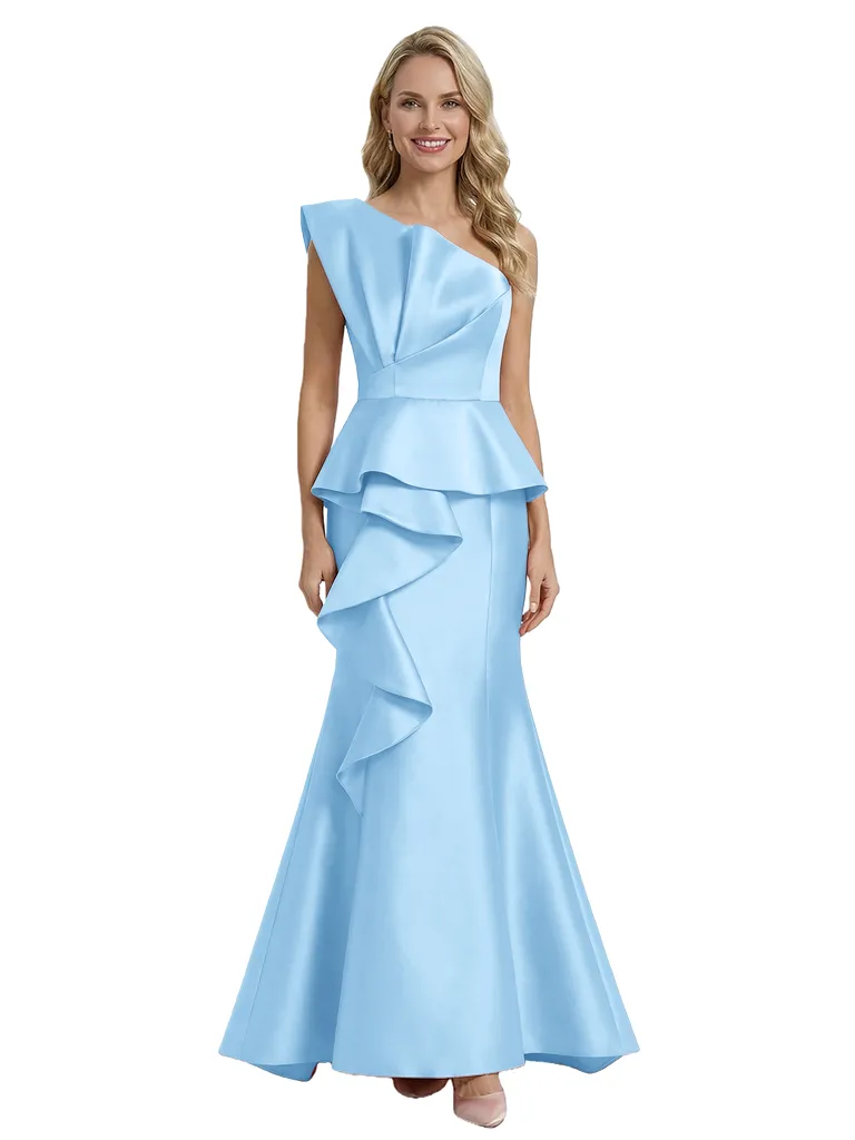 Modern One Shoulder Ruffles Floor-Length Mermaid Mother Of The Bride Dress sold by ChicSew product image thumbnail 5