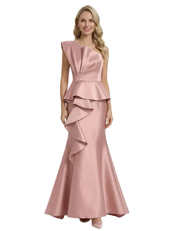 Modern One Shoulder Ruffles Floor-Length Mermaid Mother Of The Bride Dress sold by ChicSew