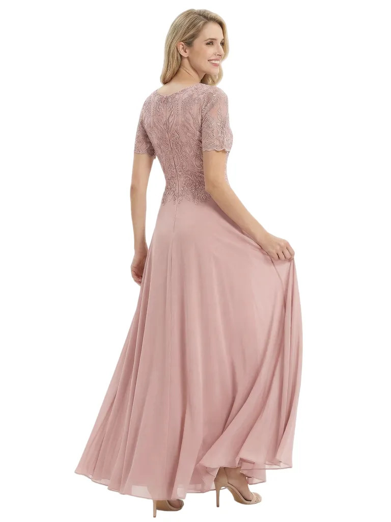 Mother of The Groom Dress Jewel Short Sleeves A-Line Floor-Length Chiffon Gown sold by ChicSew product image thumbnail 3