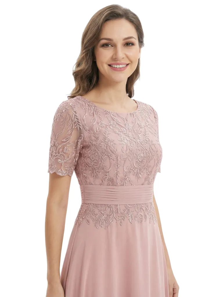 Mother of The Groom Dress Jewel Short Sleeves A-Line Floor-Length Chiffon Gown sold by ChicSew product image thumbnail 2