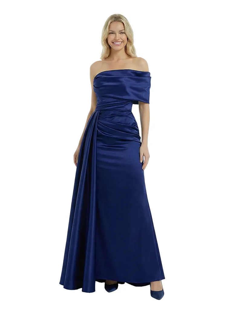 Chic Ruched Satin One Shoulder A-line Prom Gown With Side Drape Classy Formal Prom Dress sold by ChicSew