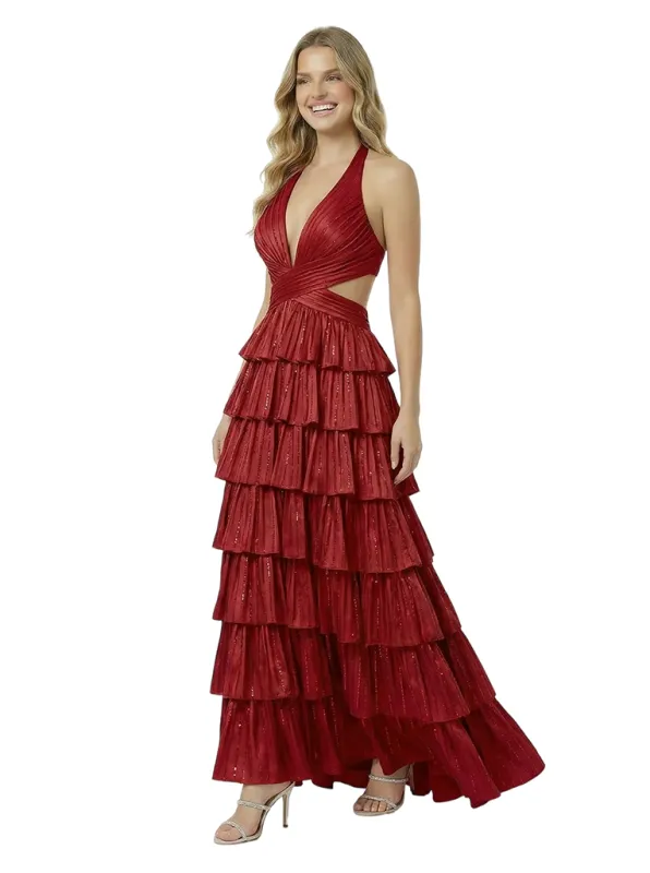 Stunning Open Back Halter Satin Prom Gown Unique A-Line Long Dress made by ChicSew