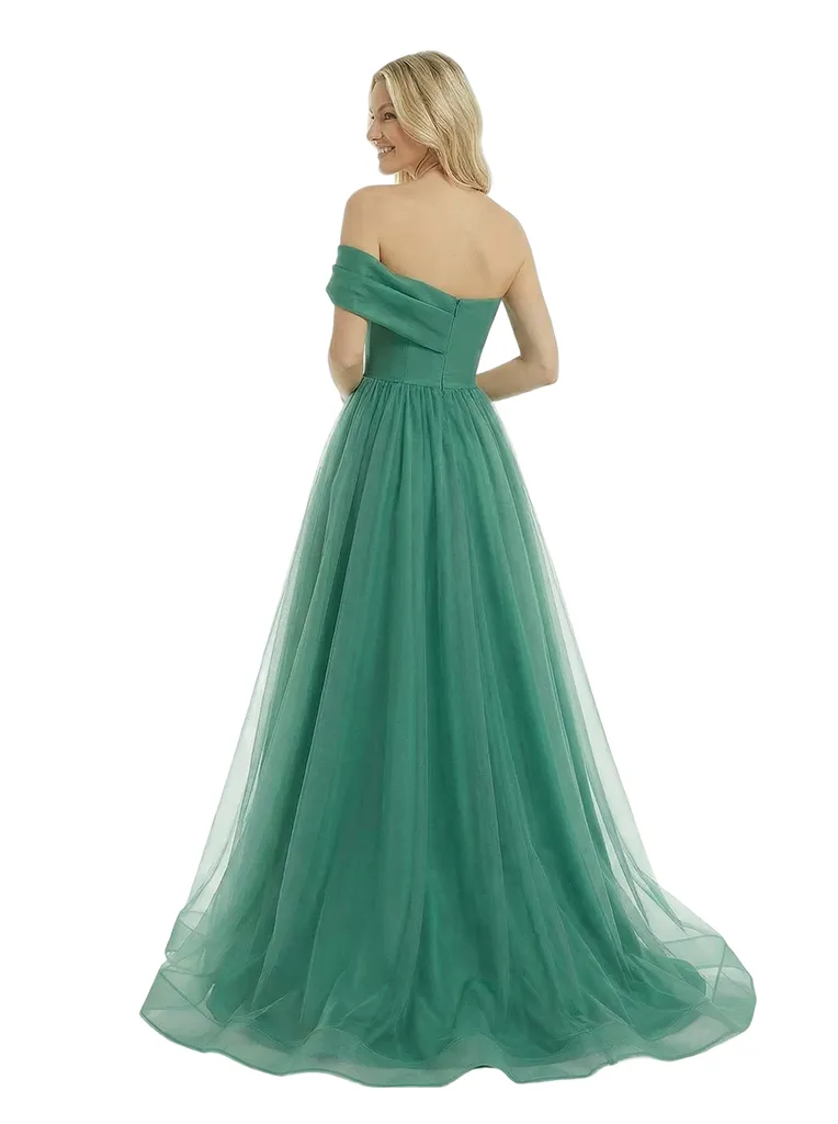 Romantic Satin One Shoulder Tulle A-Line Prom Dress With Rhinestone sold by ChicSew product image thumbnail 3
