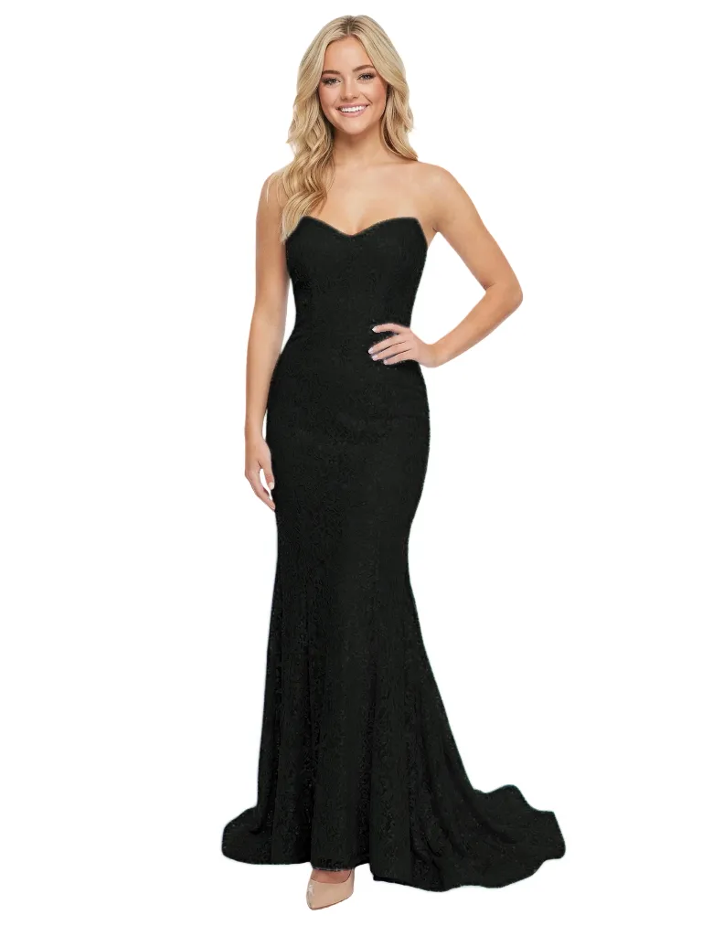 Sexy Sweetheart Mermaid Prom Dress Sparkly Sequin Lace Fancy Formal Evening Wear With Train sold by ChicSew product image thumbnail 4