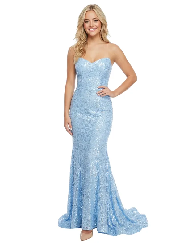 Sexy Sweetheart Mermaid Prom Dress Sparkly Sequin Lace Fancy Formal Evening Wear With Train sold by ChicSew