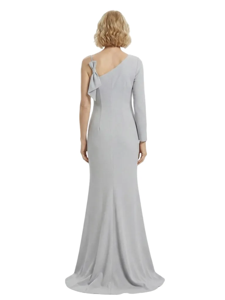 Chicsew Stylish Mother of The Bride Dress Asymmetrical Long Sleeve Fitted Mermaid Train Satin Fabric Modern Graceful Formal Wedding Celebration Gown sold by ChicSew product image thumbnail 3