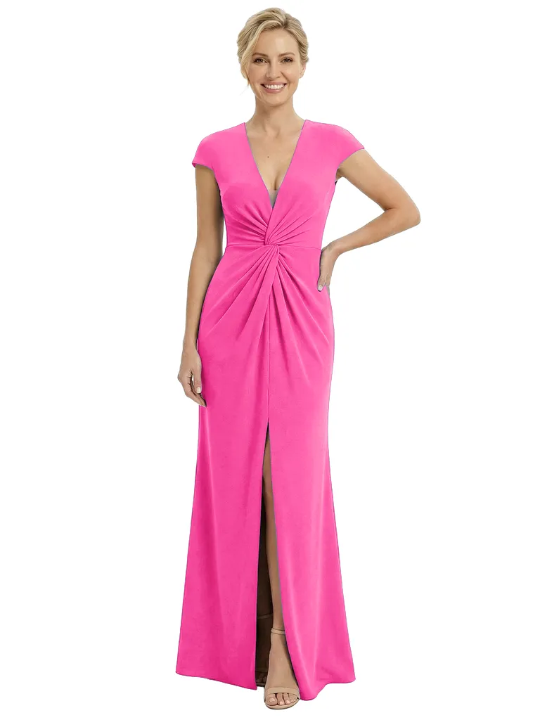 Chicsew Sexy V-Neck Cap Sleeves Slit Floor Length Mermaid Mother Of The Groom Dress sold by ChicSew product image thumbnail 3