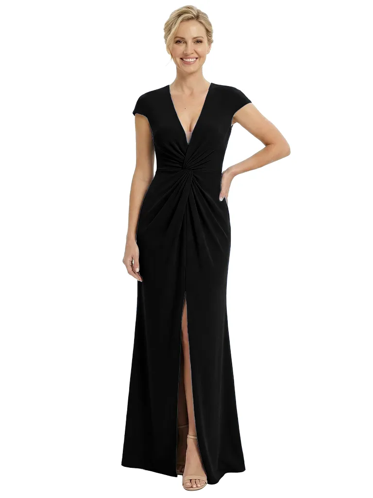 Chicsew Sexy V-Neck Cap Sleeves Slit Floor Length Mermaid Mother Of The Groom Dress sold by ChicSew product image thumbnail 4