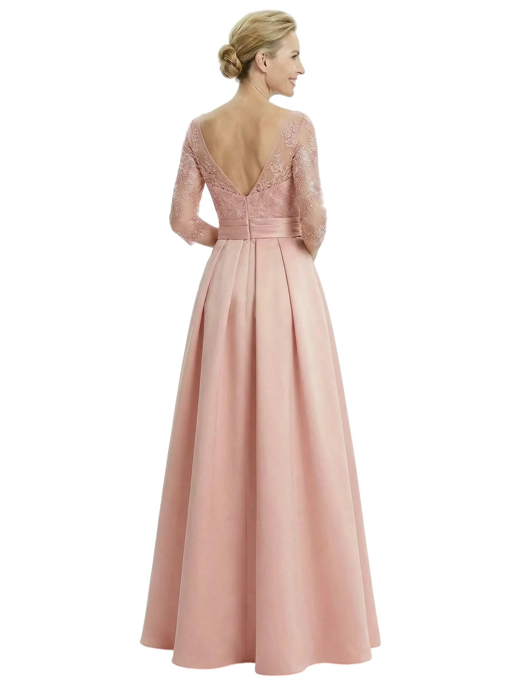 Chicsew Elegant Mother Of The Bride Dress 3/4 Sleeves Lace Satin A-Line Gown sold by ChicSew product image thumbnail 3