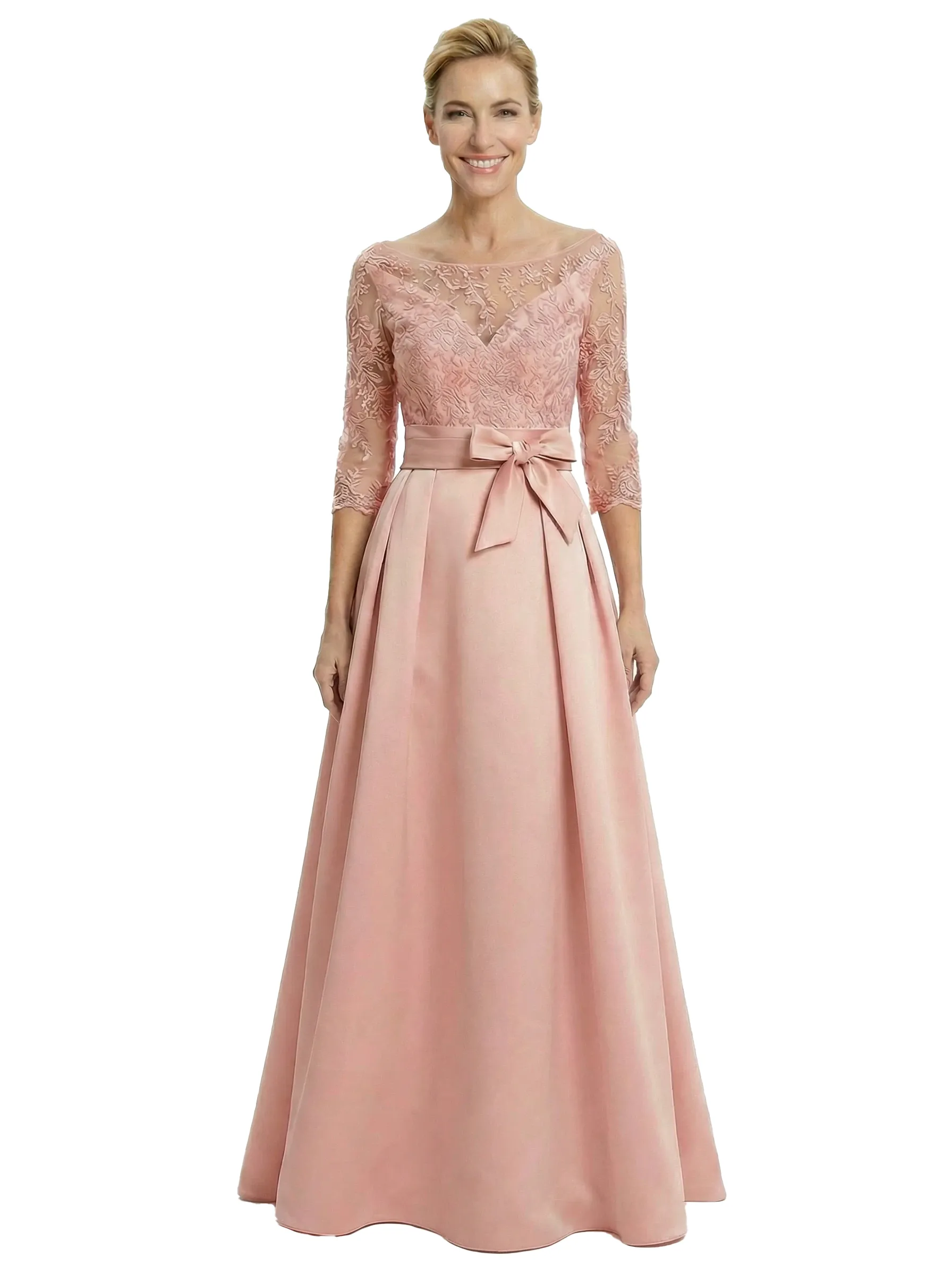 Chicsew Elegant Mother Of The Bride Dress 3/4 Sleeves Lace Satin A-Line Gown sold by ChicSew