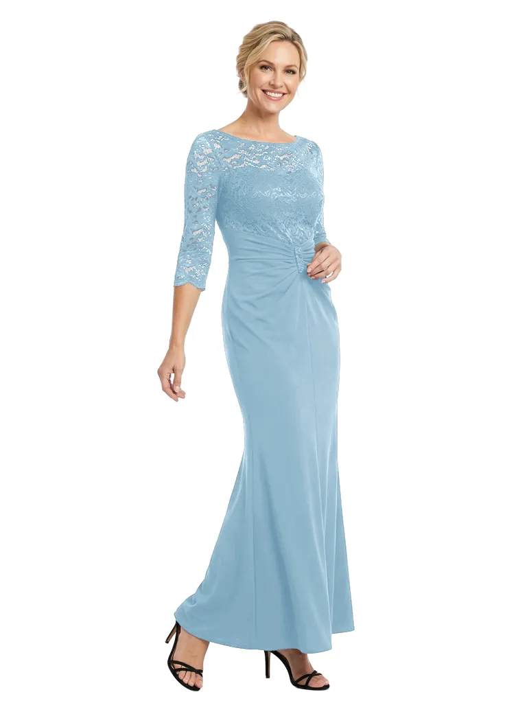 Chicsew Elegant Mother of The Groom Dress Scoop Lace 3/4 Sleeves Jersey Timeless Wedding Event Gown sold by ChicSew product image thumbnail 5