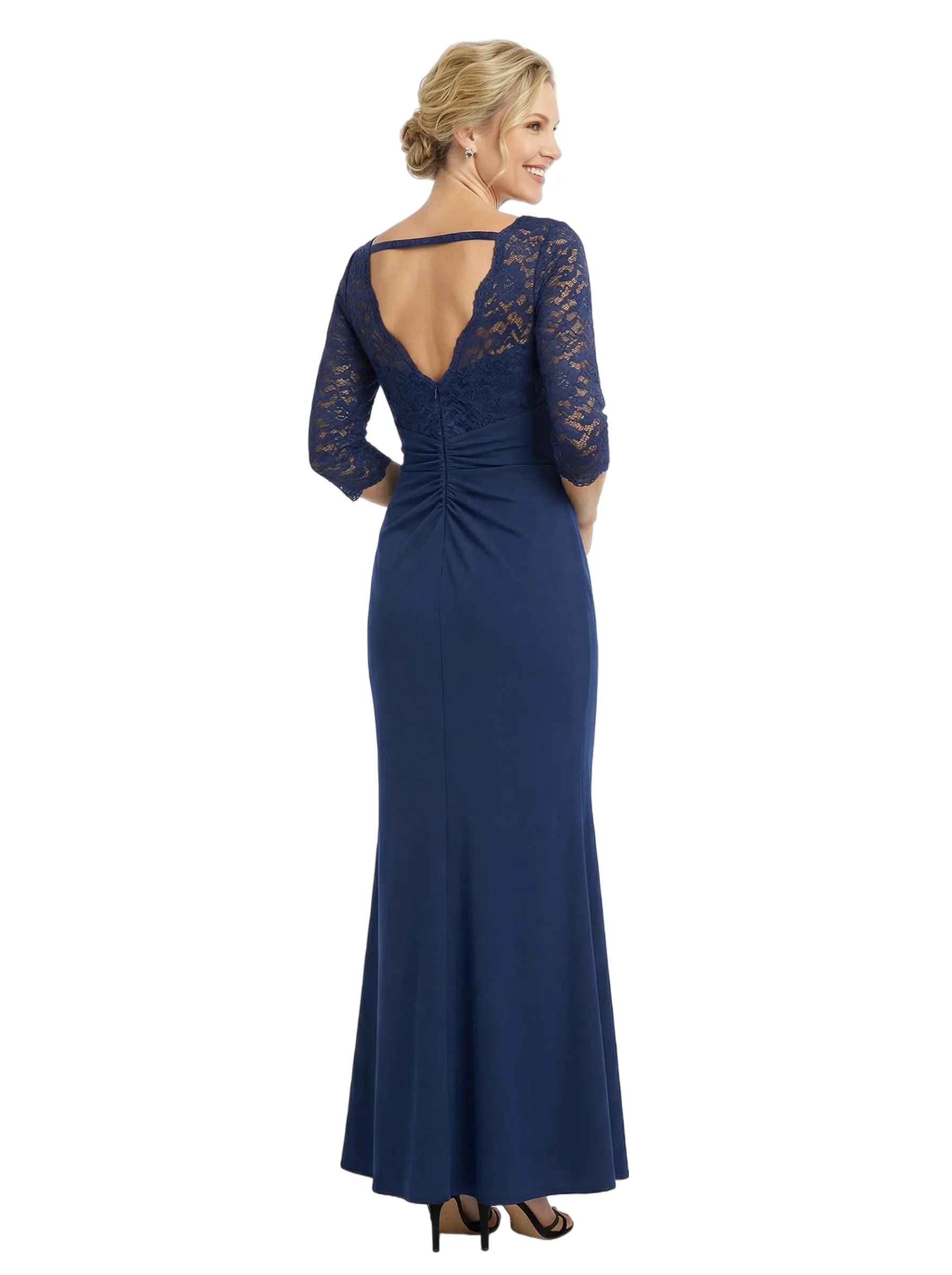 Chicsew Elegant Mother of The Groom Dress Scoop Lace 3/4 Sleeves Jersey Timeless Wedding Event Gown sold by ChicSew product image thumbnail 3