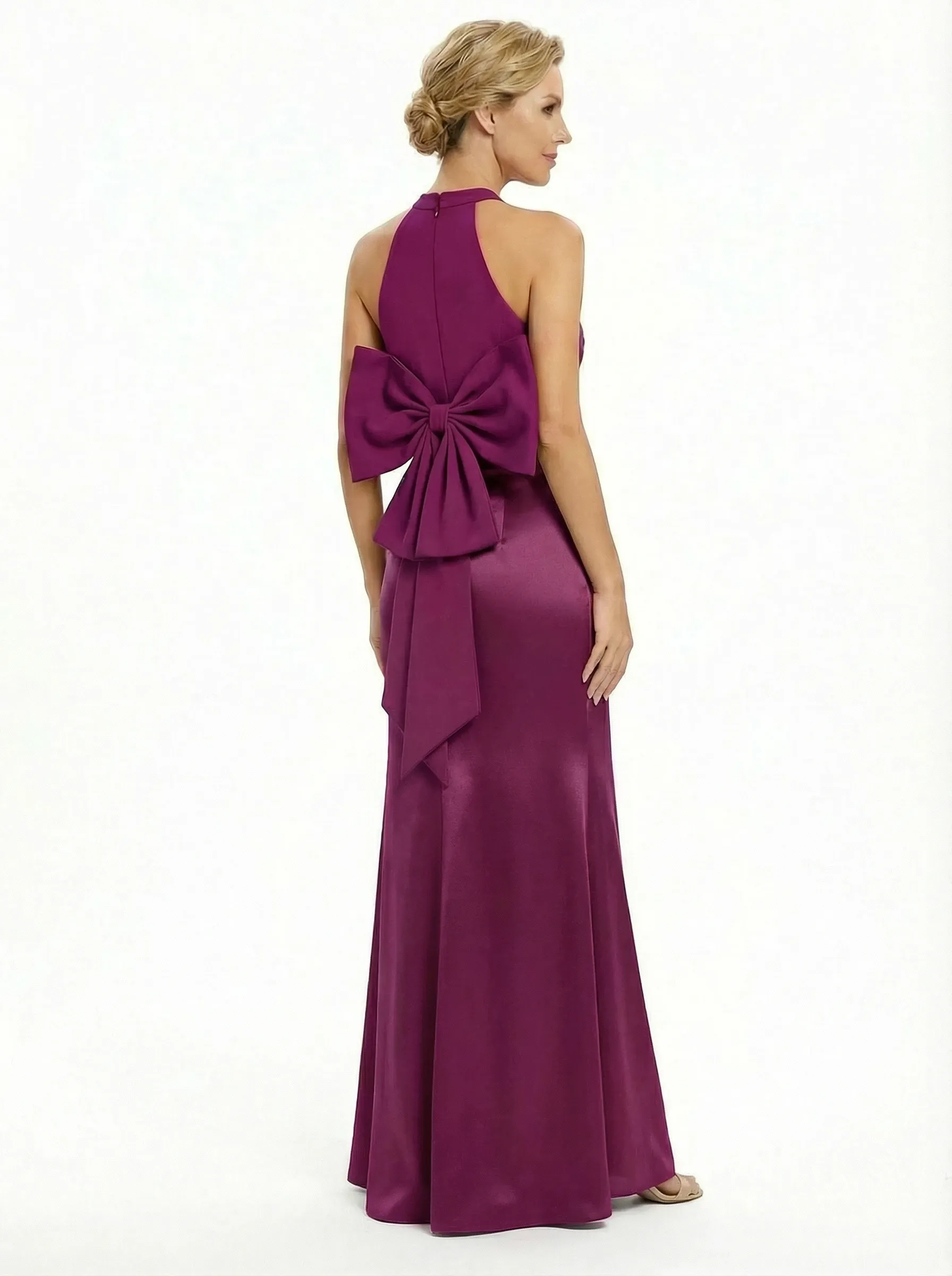 Chicsew Unique Halter Mermaid Satin Mother Of The Bride Gown With Elegant Oversized Bow sold by ChicSew product image thumbnail 2