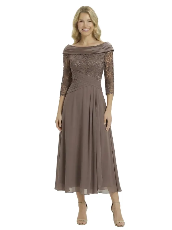 Chicsew Classy Chiffon A-Line Off The Shoulder Lace Applique Tea-Length Mother Of The Groom Dress sold by ChicSew