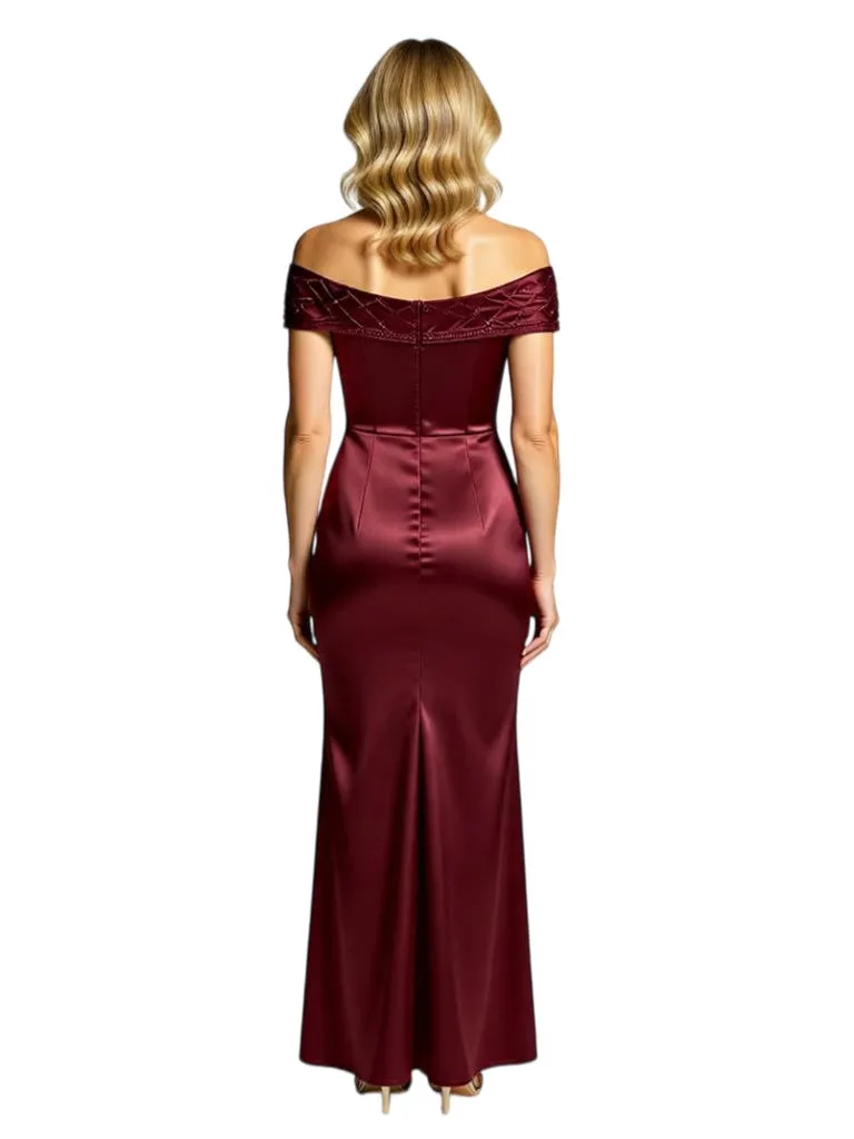 Chicsew Alluring Beaded Off Shoulder Sleeveless Satin Mermaid Mother of The Bride Dress sold by ChicSew product image thumbnail 3