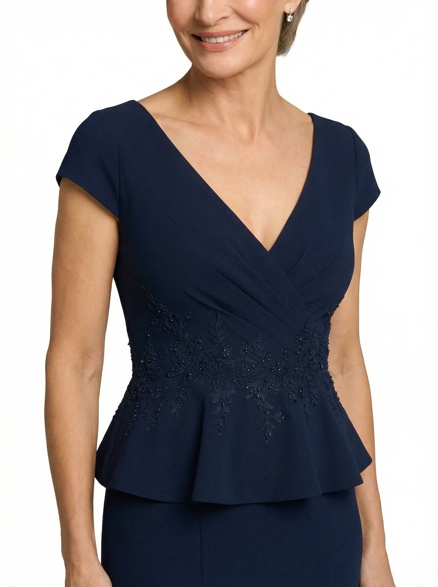 Chicsew Sexy V-neck Cap Sleeves Floor Length Mermaid Mother Of The Groom Dress With Ruffles sold by ChicSew product image thumbnail 2