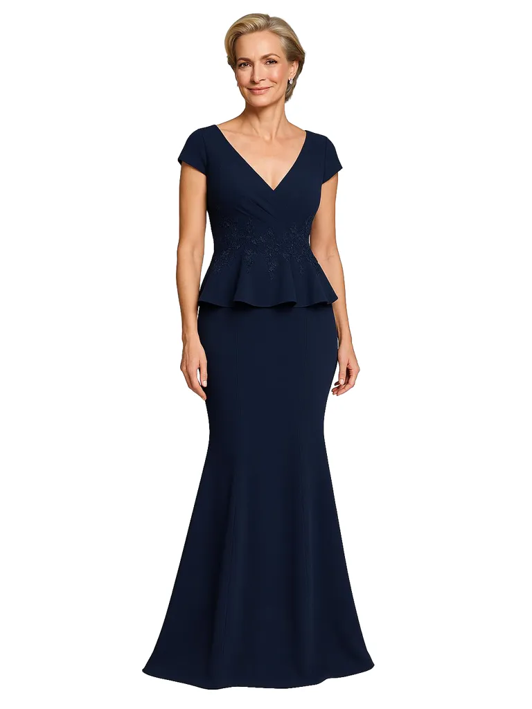 Chicsew Sexy V-neck Cap Sleeves Floor Length Mermaid Mother Of The Groom Dress With Ruffles sold by ChicSew