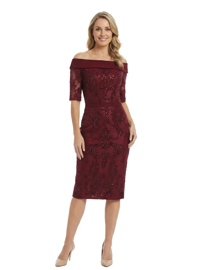 Chicsew Elegant Half Sleeves Lace Appliques Sequin Satin Sheath Mother Of The Bride Dress sold by ChicSew