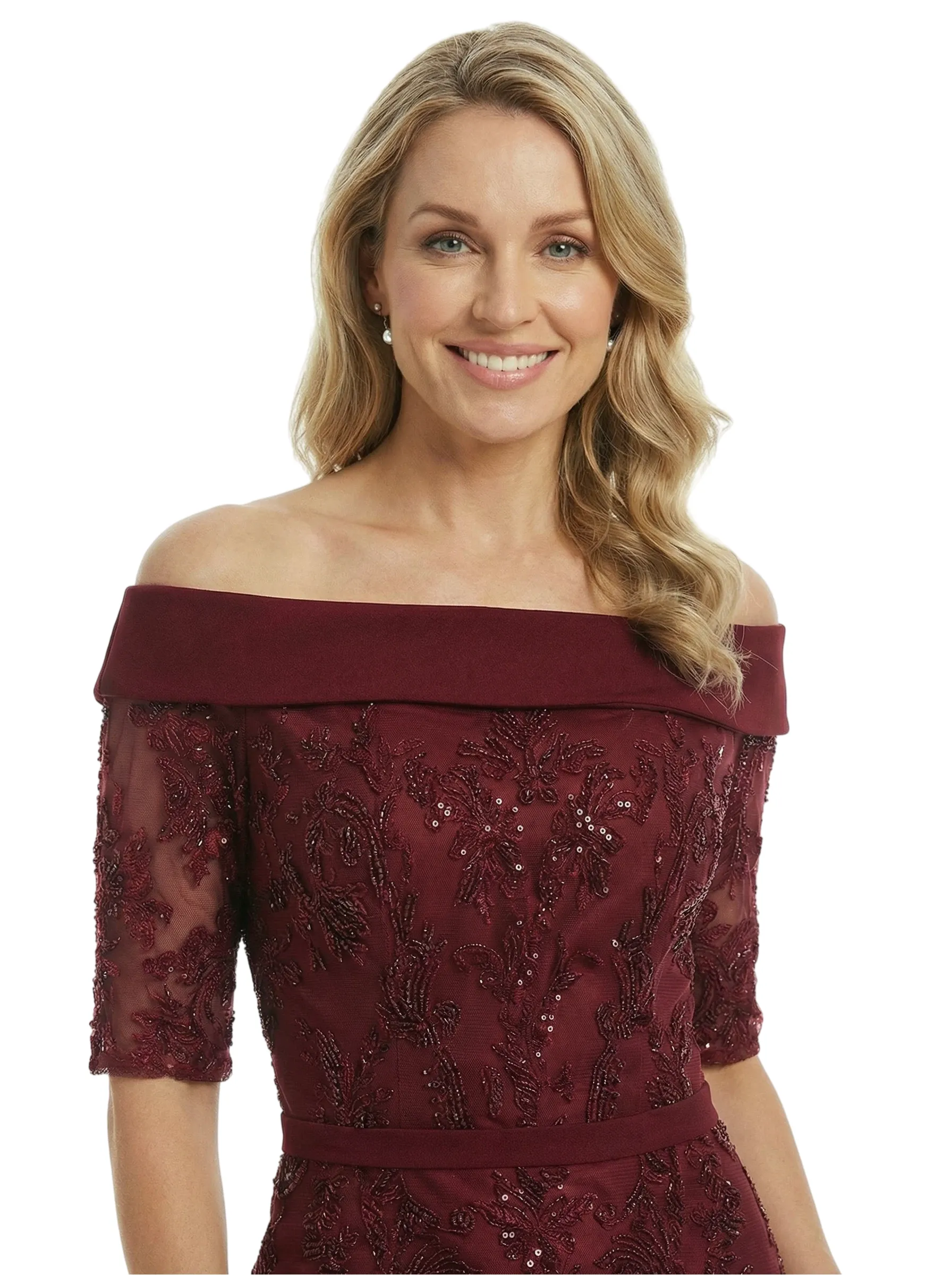 Chicsew Elegant Half Sleeves Lace Appliques Sequin Satin Sheath Mother Of The Bride Dress sold by ChicSew product image thumbnail 2