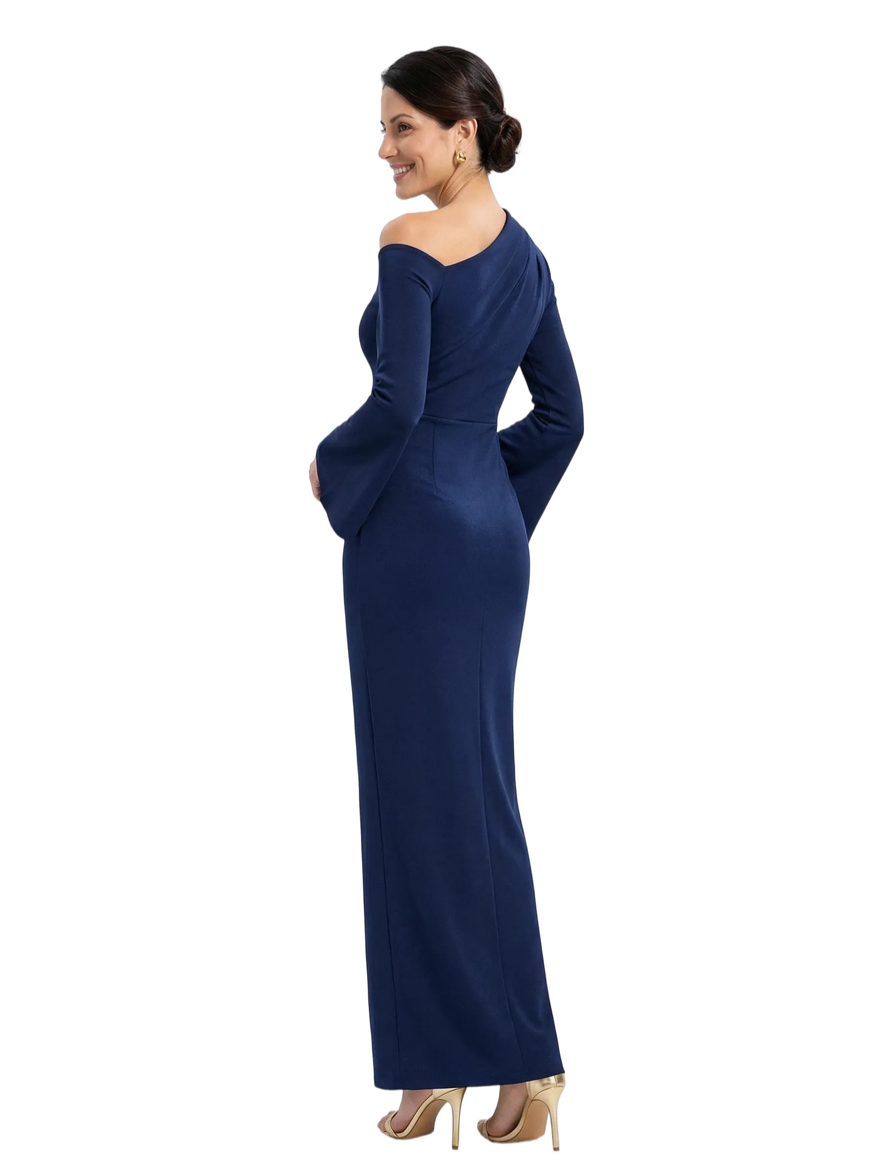 Chicsew Elegant Asymmetric Long Sleeves Ruched Mermaid Mother of The Groom Dress sold by ChicSew product image thumbnail 2