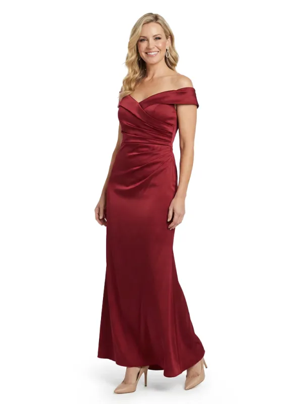Chicsew Elegant Satin Off Shoulder Ruched Mermaid Mother Of The Groom Gowns sold by ChicSew