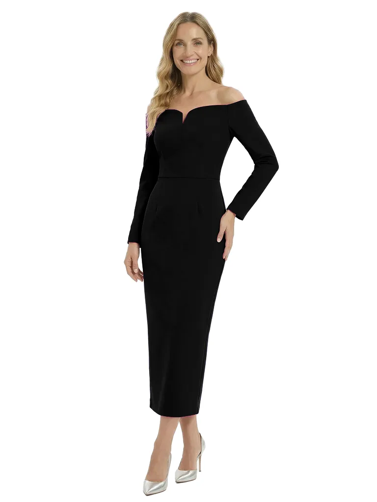 Chicsew Elegant Crepe Off The Shoulder Sheath Long Sleeves Midi Mother Of The Bride Gowns sold by ChicSew product image thumbnail 5