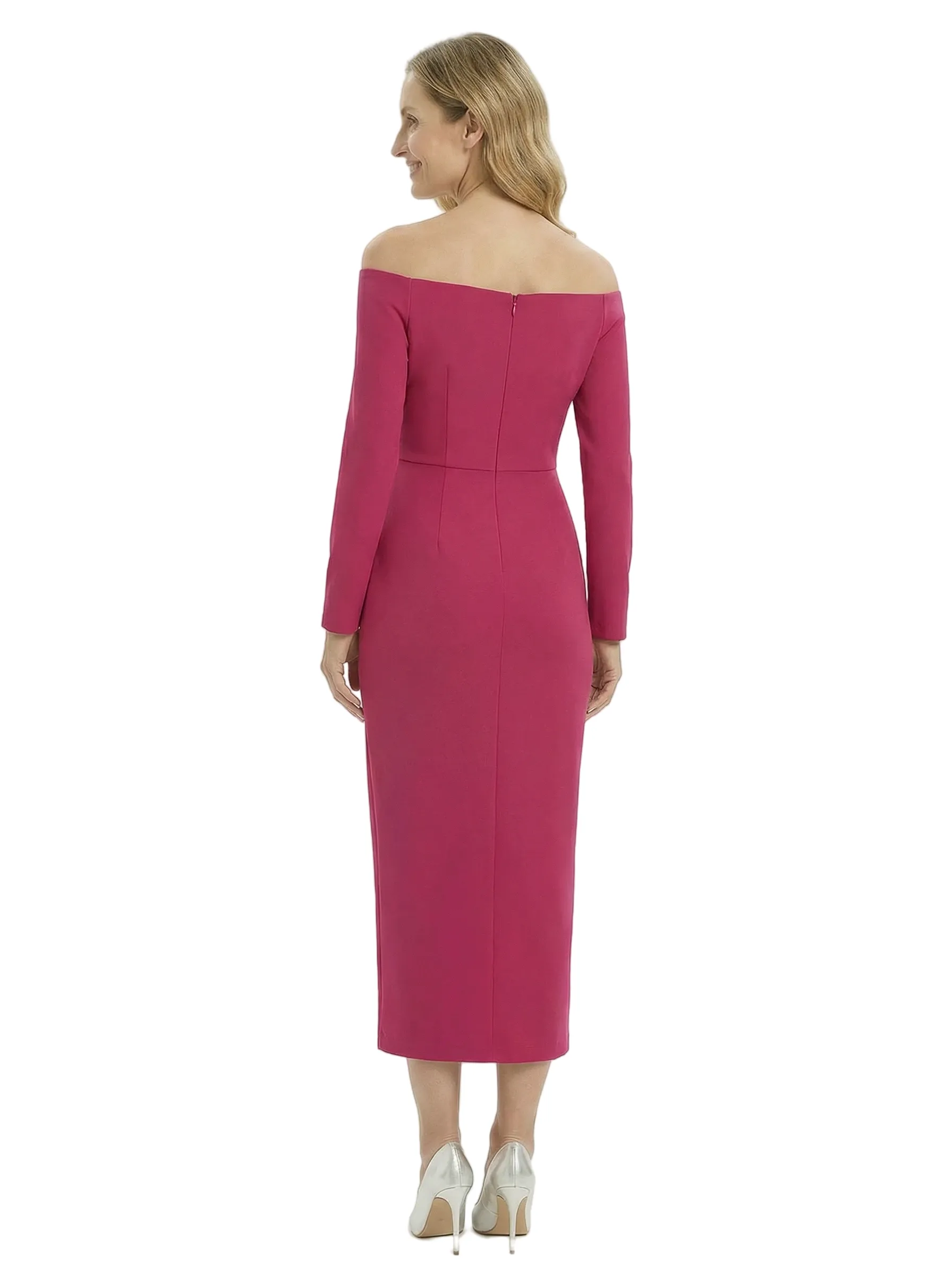 Chicsew Elegant Crepe Off The Shoulder Sheath Long Sleeves Midi Mother Of The Bride Gowns sold by ChicSew product image thumbnail 3