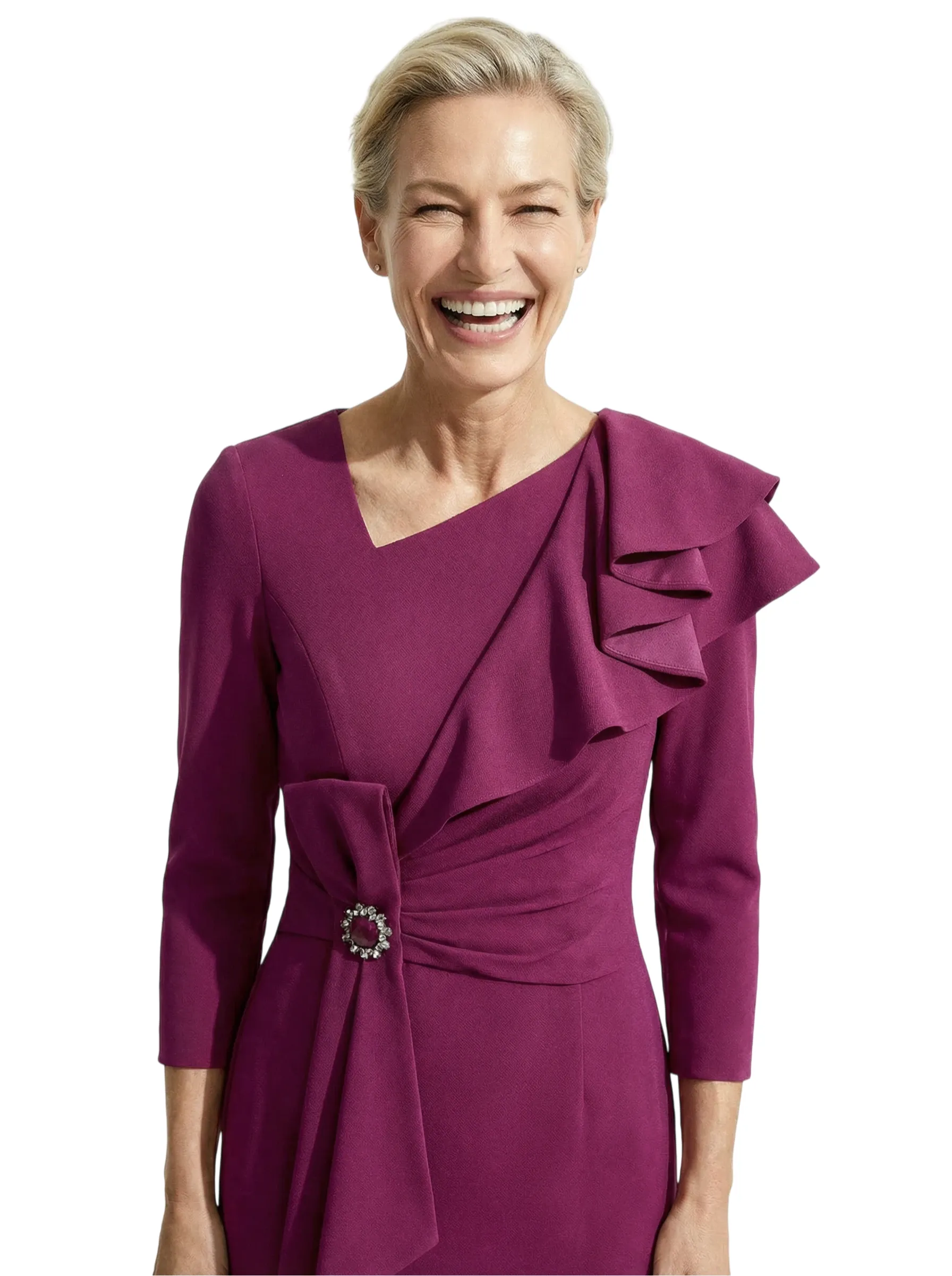 Chicsew Elegant Asymmetric 3/4 Sleeves Ruffles Floor Length Mermaid Mother Of The Groom Dress sold by ChicSew product image thumbnail 2