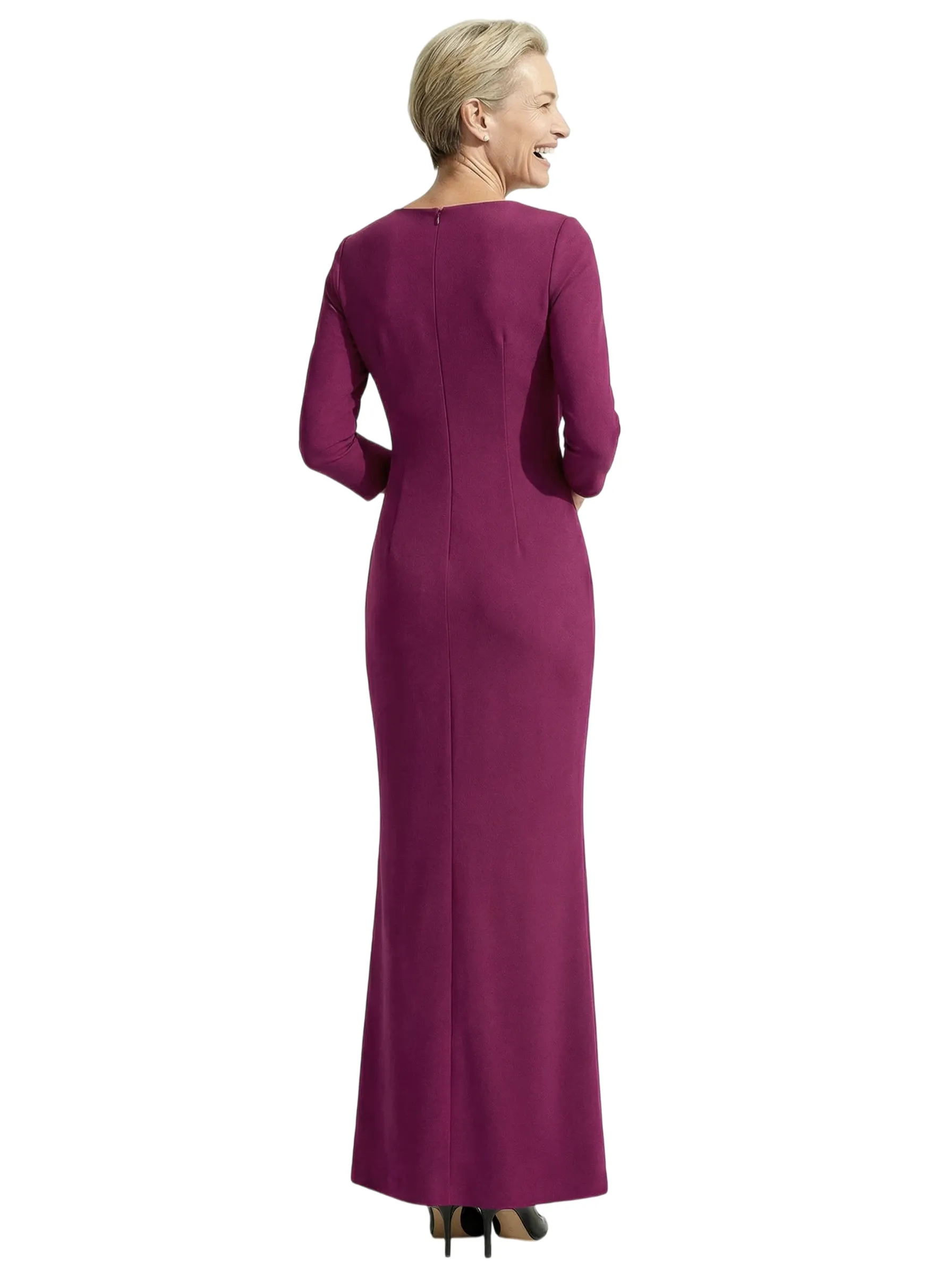 Chicsew Elegant Asymmetric 3/4 Sleeves Ruffles Floor Length Mermaid Mother Of The Groom Dress sold by ChicSew product image thumbnail 3