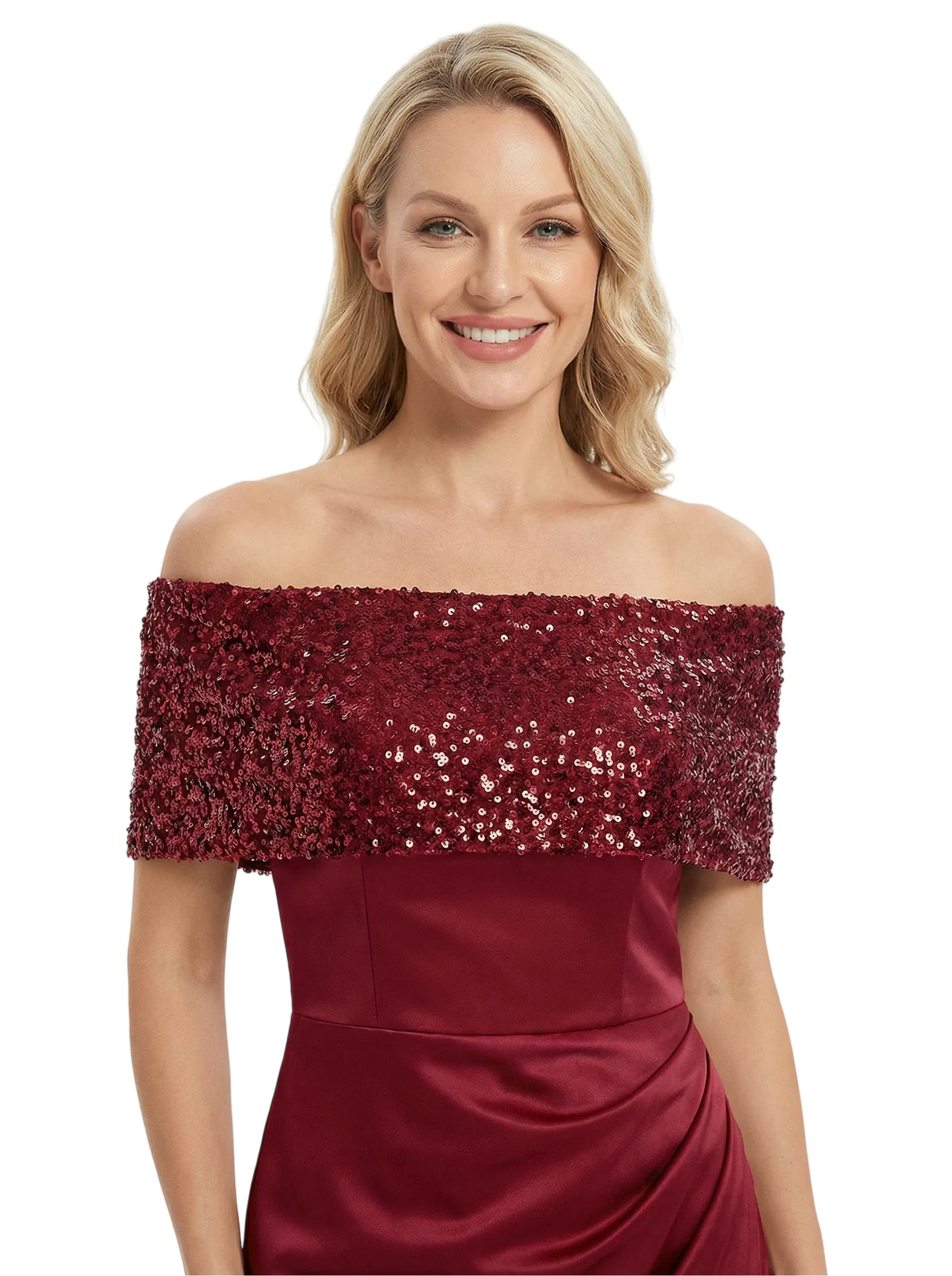 Chicsew Elegant Satin Off Shoulder Sequin Mermaid Mother Of The Groom Gowns sold by ChicSew product image thumbnail 2