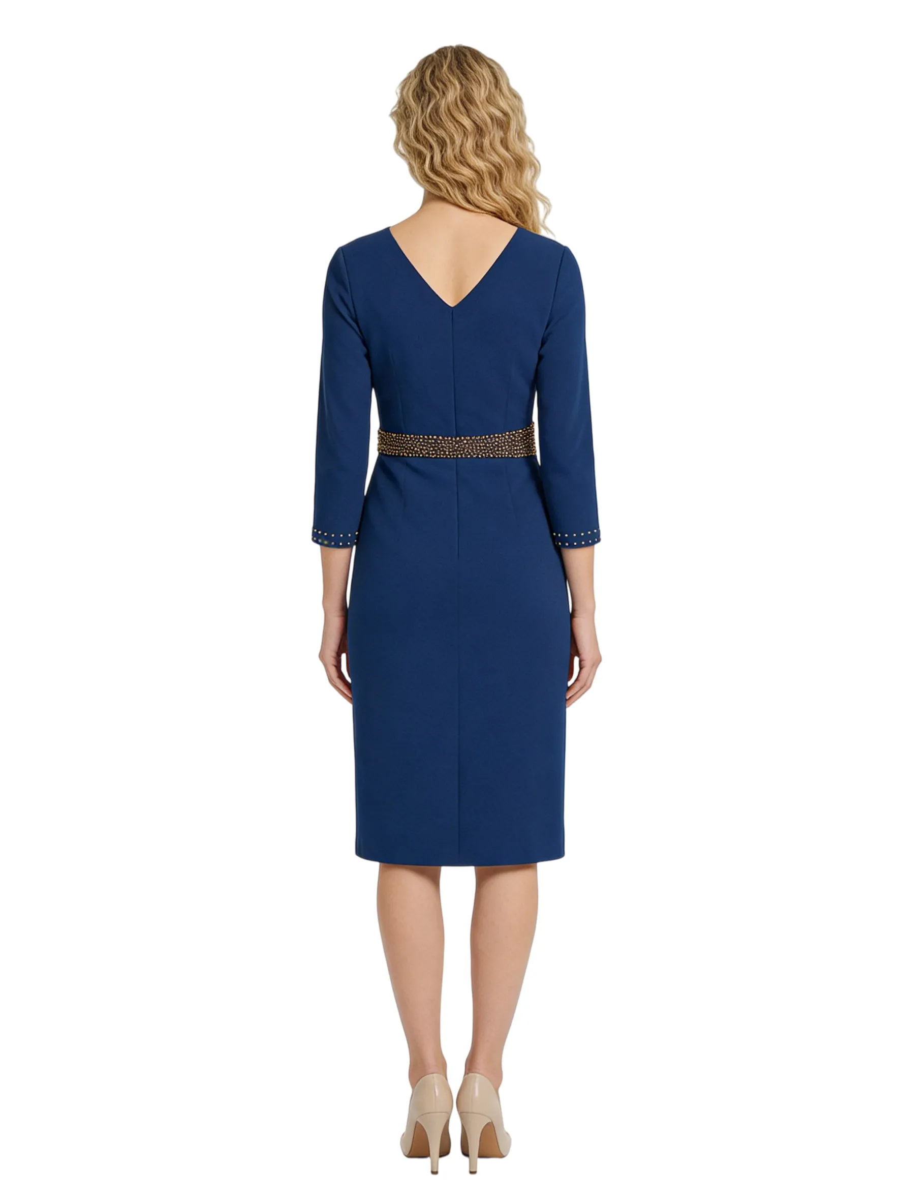 Chicsew Elegant V-Neck 3/4 Sleeves Sheath Knee-Length Mother Of The Bride Dresses sold by ChicSew product image thumbnail 3