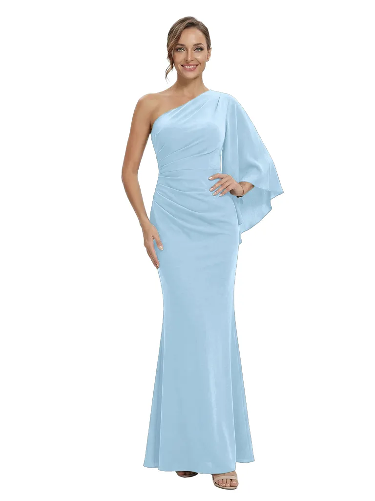 Chicsew Mother of The Bride Dress One Shoulder Draped Trumpet Maxi Gown Unique Flowy Sleeve Design sold by ChicSew product image thumbnail 5