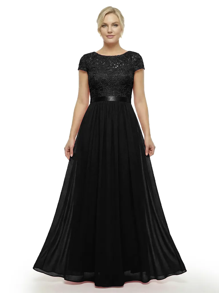 Chicsew Mother of The Bride Dresses Scoop Short Sleeve Lace Maxi Gown Unique Formal Wedding Attire sold by ChicSew product image thumbnail 4